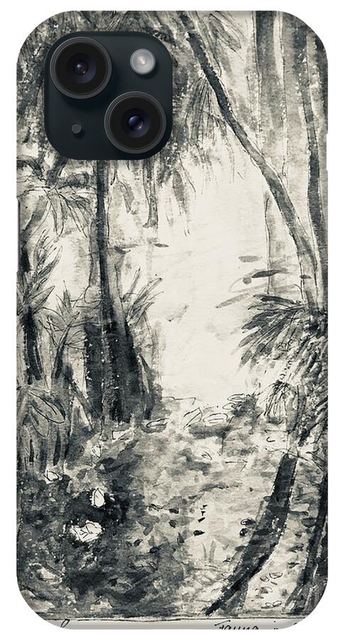 Water Color In Black And White iPhone Case featuring the drawing Florida Fauna 2 by Barbara Anna Knauf