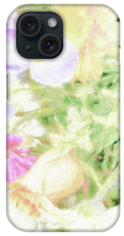 Abstract Prints iPhone Case featuring the digital art Flower Bouquet - Renoir Effect by Dyle Warren