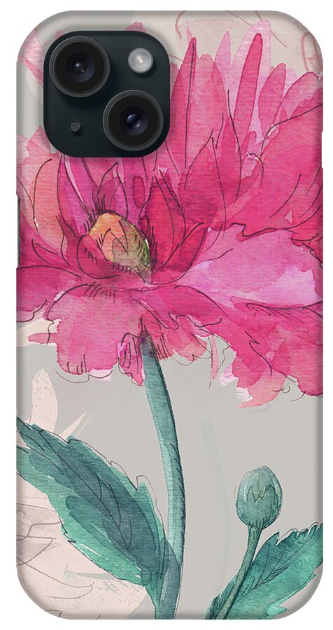 Flower Sketch 2 iPhone Case featuring the mixed media Flower Sketch 2 by Marietta Cohen Art And Design