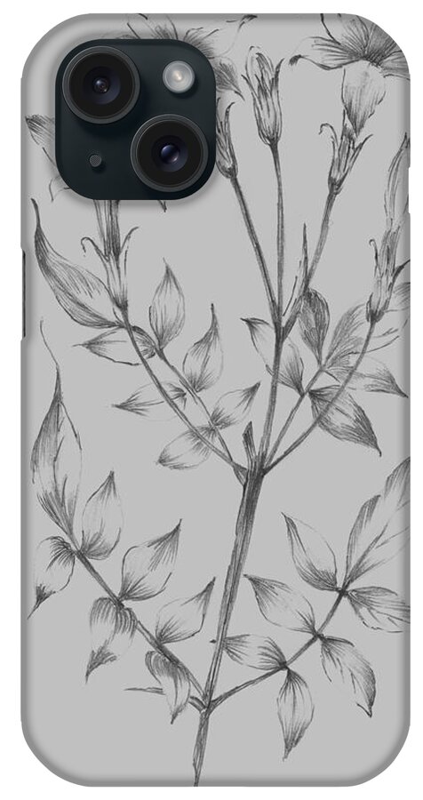 Flower iPhone Case featuring the mixed media Flower Sketch II by Naxart Studio