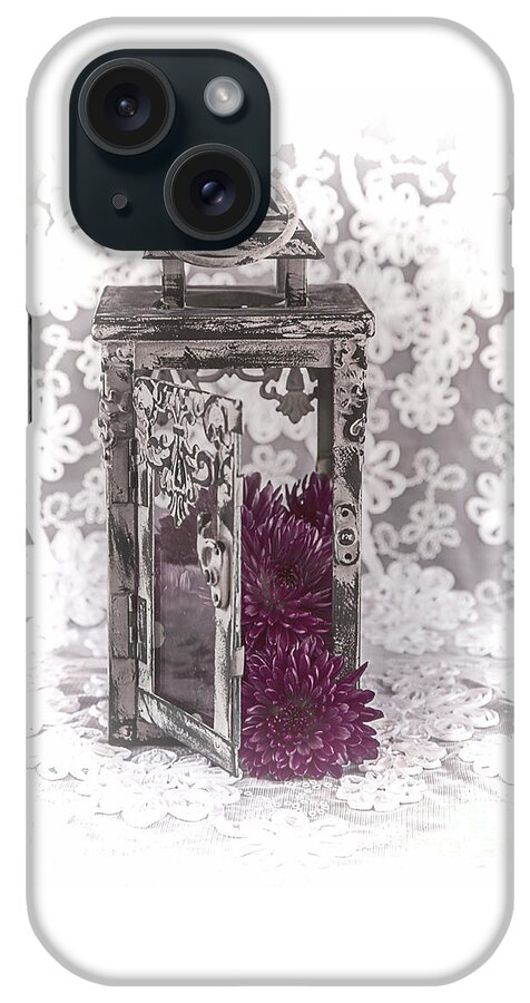 Chrysantemums iPhone Case featuring the photograph Flowers and Lantern by Elisabeth Lucas