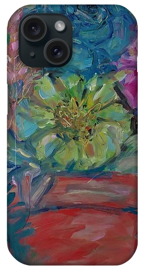 Loose Brush Work iPhone Case featuring the painting Flowers in a Clay Pot by Deborah Nell