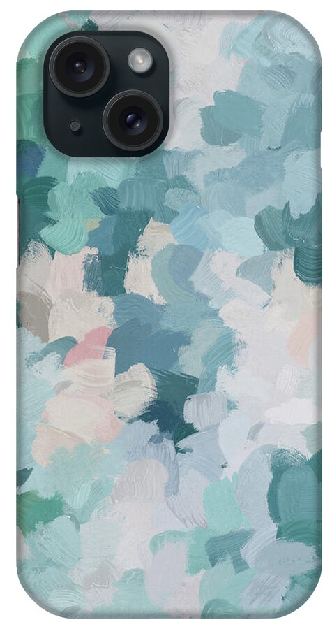 Mint Green Sky Blue Teal Blush Pink Seafoam iPhone Case featuring the painting Flowers in the Wind by Rachel Elise
