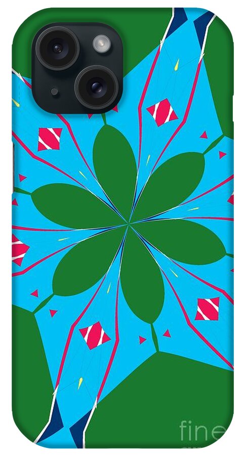 Green iPhone Case featuring the mixed media Flowers number 23 by Alex Caminker