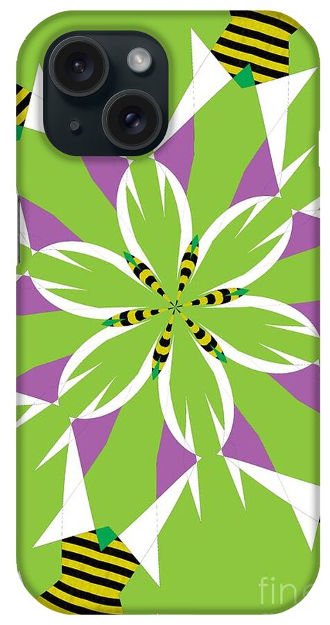 Bee iPhone Case featuring the mixed media Flowers number 5 by Alex Caminker