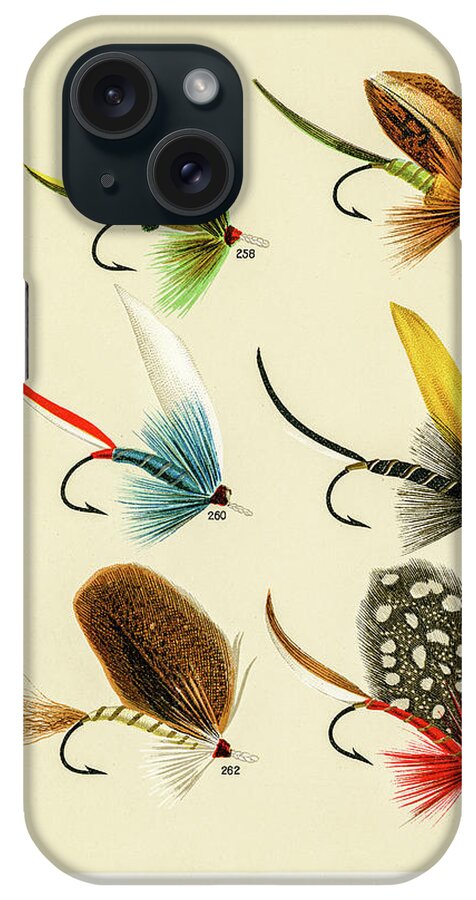 David Letts iPhone Case featuring the drawing Fly Fishing Lures 27 by David Letts