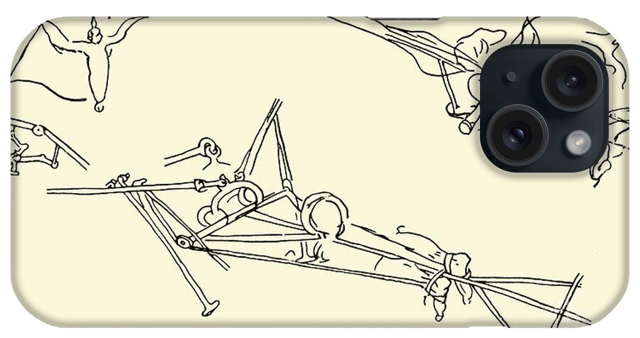 Aeroplanes iPhone Case featuring the drawing Flying Machines Designed By Leonardo Da Vinci by Leonardo Da Vinci
