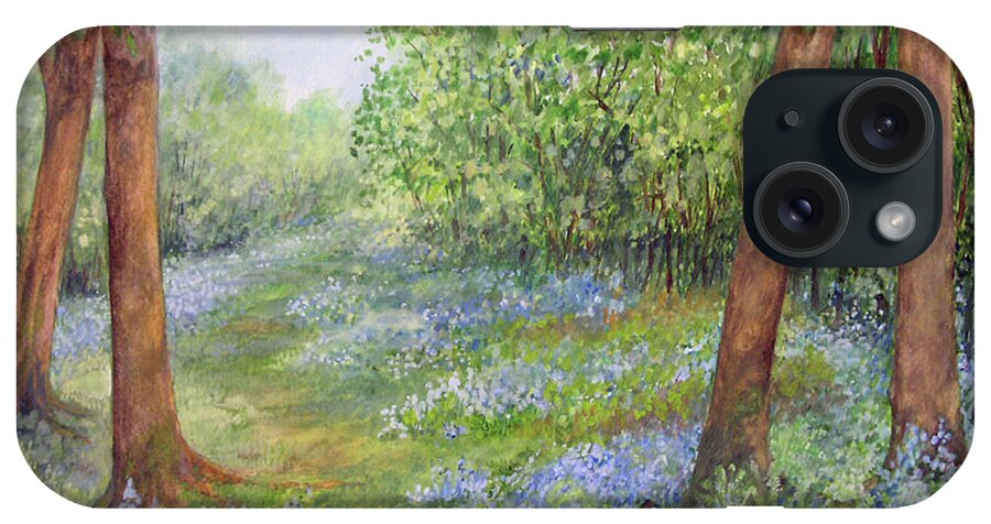 Watercolor iPhone Case featuring the painting Follow the Bluebells by Laurie Rohner