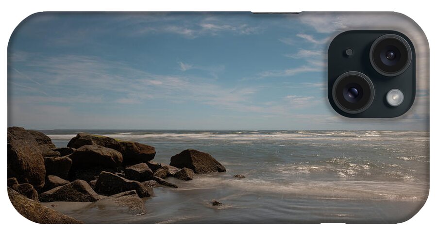 Folly Beach iPhone Case featuring the photograph Folly Beach Rocky Shore by Dale Powell