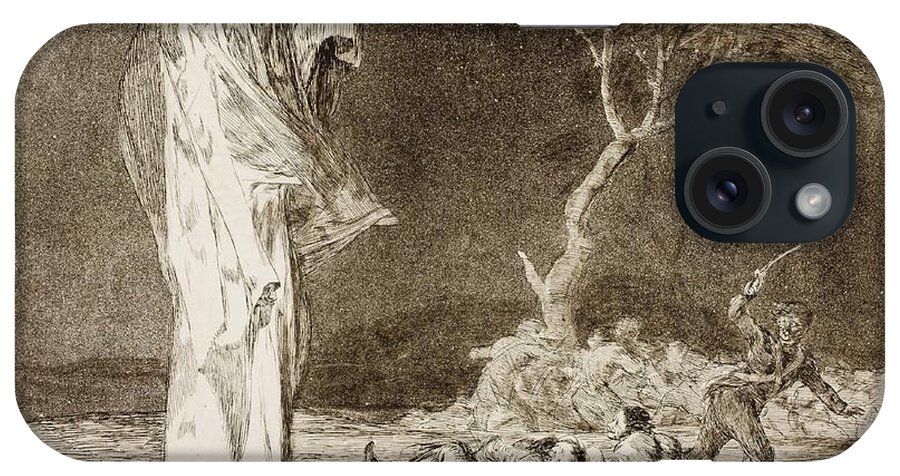 Francisco Jose De Goya iPhone Case featuring the painting 'Folly of fear'. 1815 - 1819. Etching, Aquatint, Burnisher, Drypo... by Francisco de Goya -1746-1828-