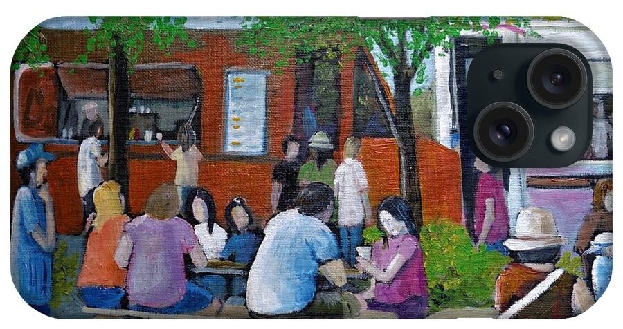 Food Trucks iPhone Case featuring the painting Food Truck Gathering by Reb Frost