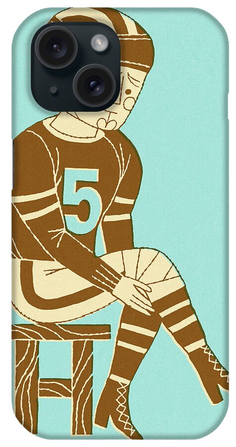 Athlete iPhone Case featuring the drawing Football Player With a Hurt Knee by CSA Images