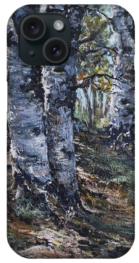 Landscape iPhone Case featuring the painting Forest walk by Megan Walsh