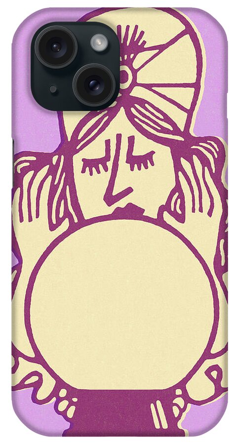 Accessories iPhone Case featuring the drawing Fortune Teller Reading Crystal Ball by CSA Images