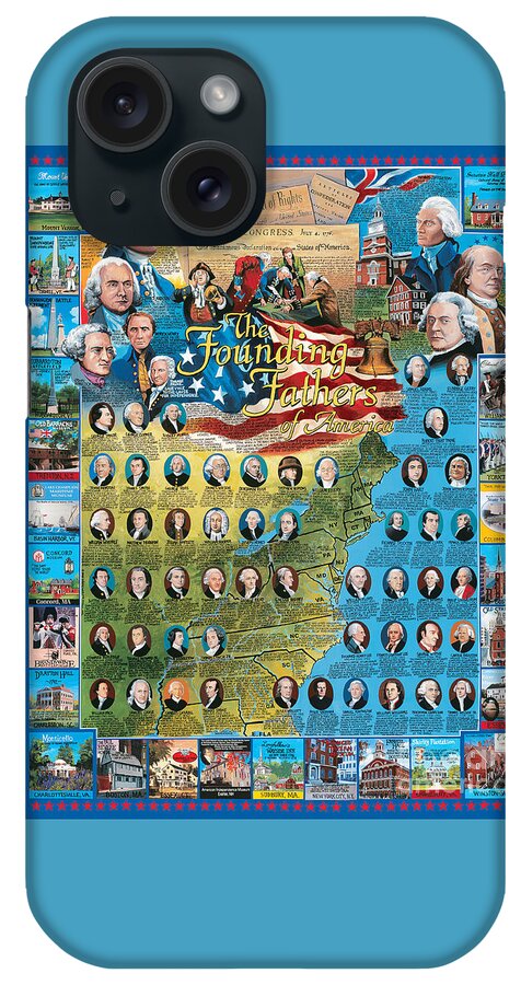 American iPhone Case featuring the mixed media Founding Fathers of America by Randy Green