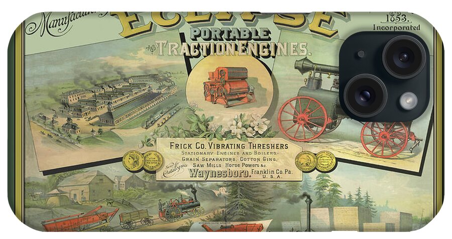 Farm iPhone Case featuring the painting Frick Company - Eclipse Portable Traction Engines by Unknown