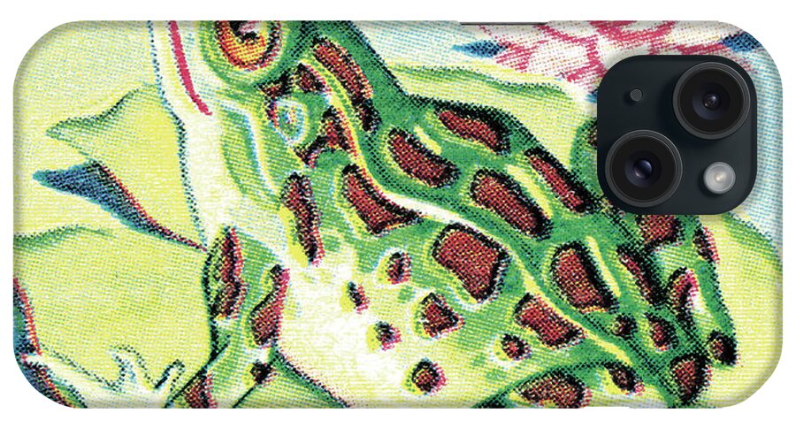 Amphibian iPhone Case featuring the drawing Frog on Lily Pad by CSA Images