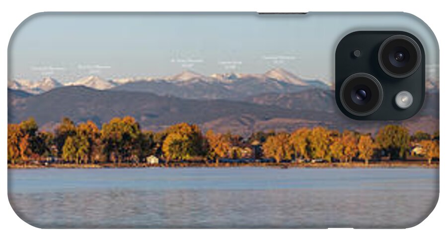 Front iPhone Case featuring the photograph Front Range with Peak Labels by Aaron Spong