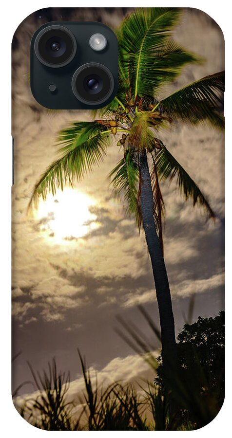 Hawaii iPhone Case featuring the photograph Full Moon Palm by John Bauer