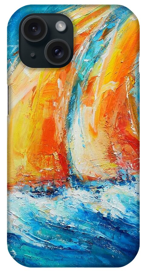 Sailing iPhone Case featuring the painting Full Tilt by Dan Campbell