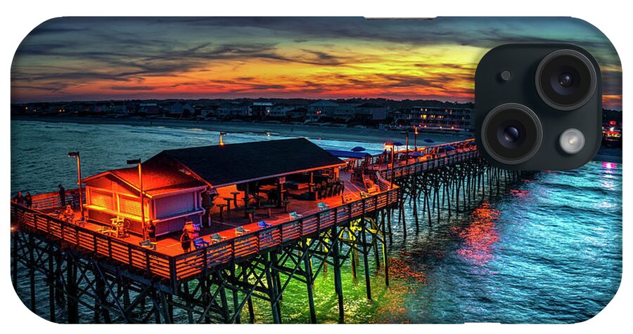 Garden City iPhone Case featuring the photograph Garden City Pier Glowing Sunset by Robbie Bischoff