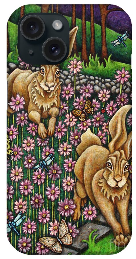 Hare iPhone Case featuring the painting Garden Frolic by Amy E Fraser