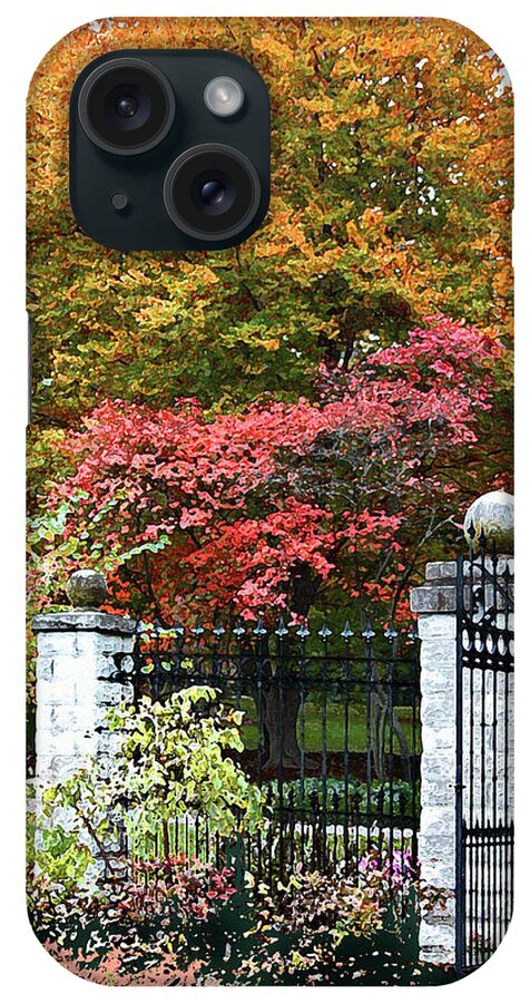 Garden Gate iPhone Case featuring the digital art Garden Gate by John Lautermilch