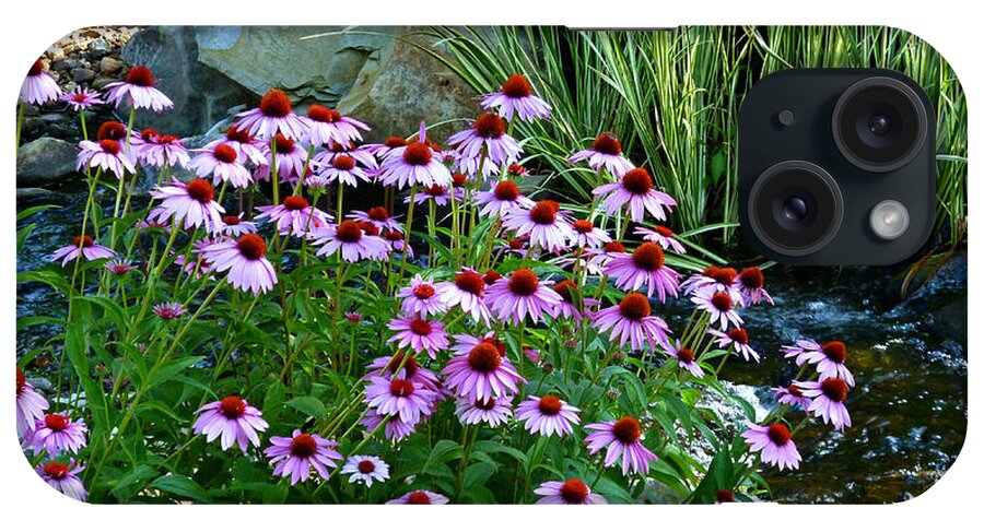 Garden Stream iPhone Case featuring the photograph Garden Stream with Purple Coneflowers by Mike McBrayer