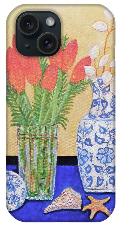 Top Artist iPhone Case featuring the painting Ginger Flowers by Sharon Nelson-Bianco