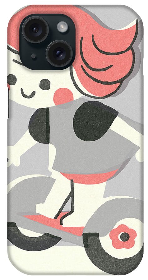 Action iPhone Case featuring the drawing Girl Riding a Hoverboard by CSA Images