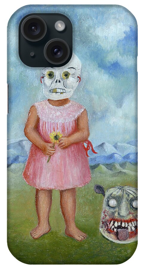 Frida Kahlo iPhone Case featuring the painting Girl with Death Mask by Frida Kahlo