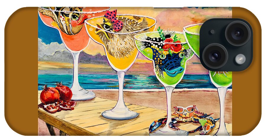Margaritas iPhone Case featuring the painting GirlFins Margarita Party by Linda Kegley