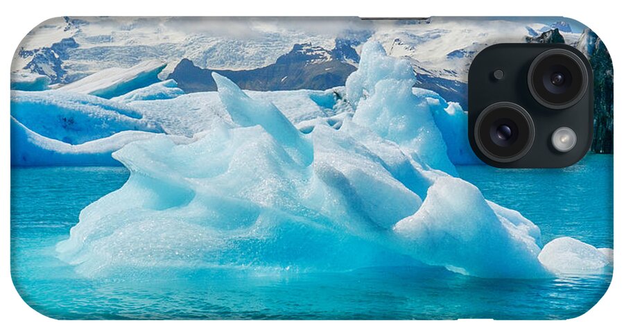 Iceland iPhone Case featuring the photograph Glacier Lake Blue Iceberg by Amanda Jones