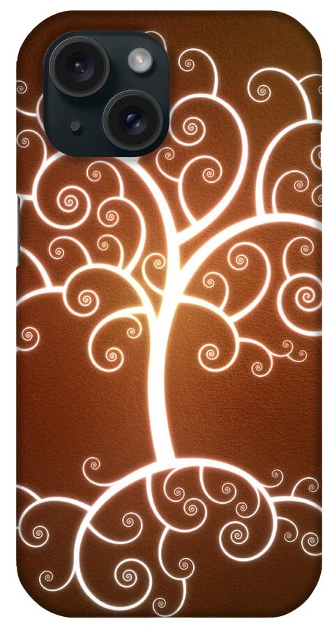 Close-up iPhone Case featuring the digital art Glowing Tree With Roots by Chad Baker