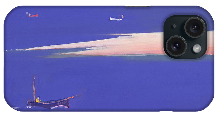 Beachy iPhone Case featuring the painting Godrevy And Blue Boat, 1999 by John Miller