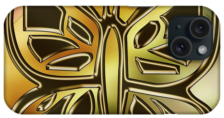 Butterfly iPhone Case featuring the digital art Golden Butterfly by Chuck Staley