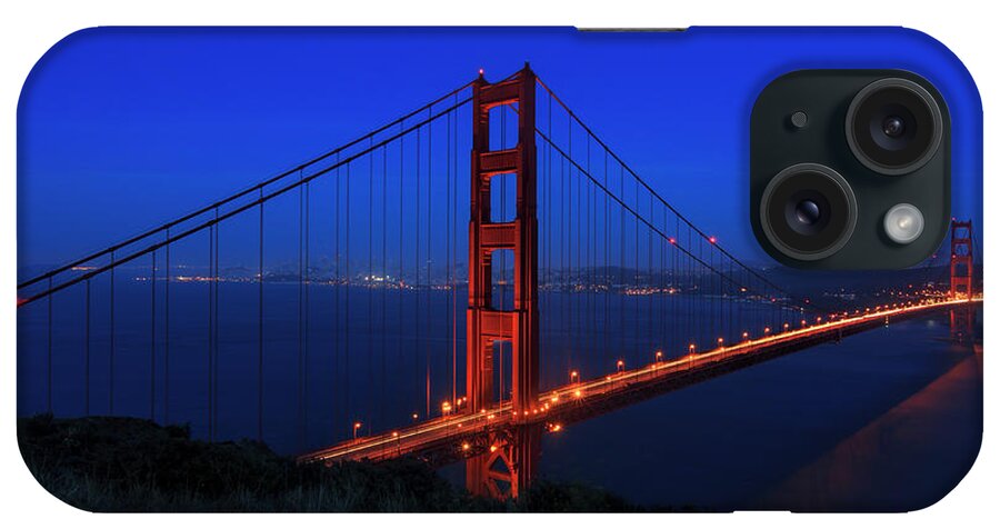 Golden Gate Bridge At Night iPhone Case featuring the photograph Golden Gate Bridge At Night by Galloimages Online