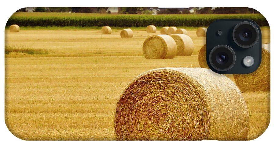 Scenics iPhone Case featuring the photograph Golden Hay Bales by Image By Sherry Galey