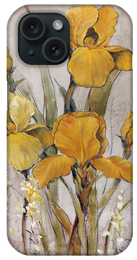 Flower iPhone Case featuring the painting Golden Irises II by Tim O'toole