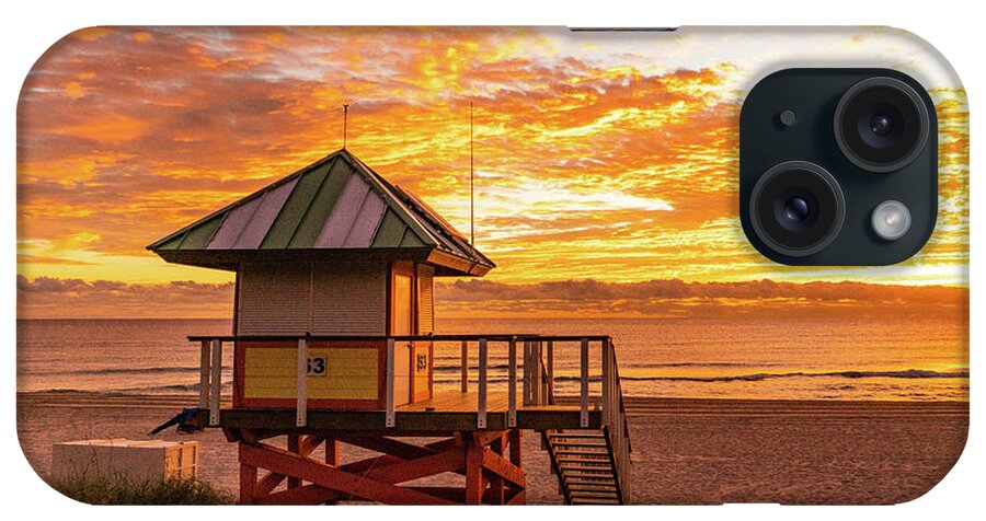 Florida iPhone Case featuring the photograph Golden Lifeguard Station Sunrise Delray Beach Florida by Lawrence S Richardson Jr