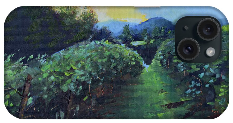 Golden Promise iPhone Case featuring the painting Golden Promise - Ott Farms and Vineyard by Jan Dappen
