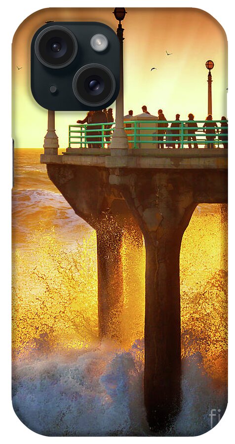 Manhattan Beach California Photography iPhone Case featuring the photograph Golden Waves by Jerry Cowart