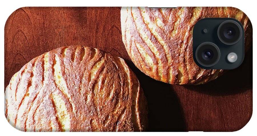 Bread iPhone Case featuring the photograph Golden Woodgrain Scored Sourdough by Amy E Fraser