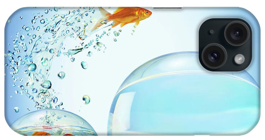 Pets iPhone Case featuring the photograph Goldfish Jumping Out Of Overcrowded by Gandee Vasan
