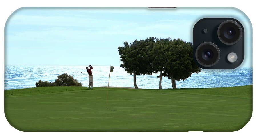 Estock iPhone Case featuring the digital art Golfer On Golf Course by Hp Huber