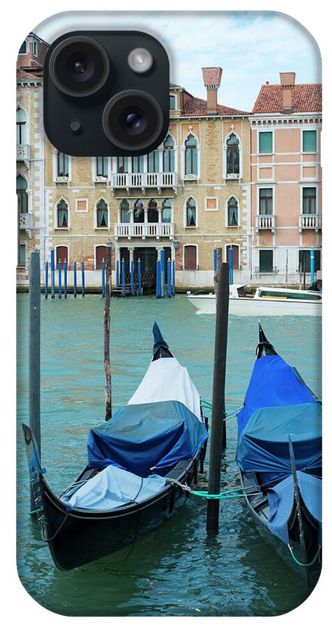 Veneto iPhone Case featuring the photograph Gondolas At The Grand Canal by Arssecreta