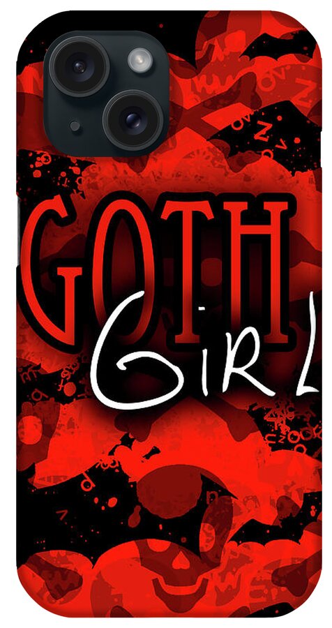 Goth iPhone Case featuring the digital art Goth Girl Graphic by Roseanne Jones