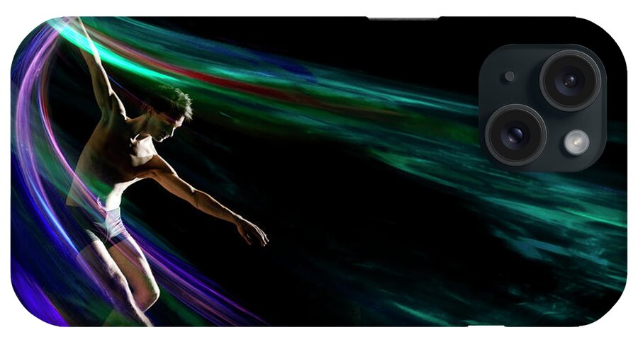 Ballet Dancer iPhone Case featuring the photograph Graceful Dancer In Swirl Of Colored by John Rensten