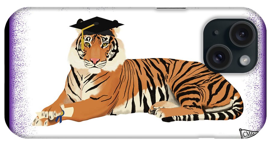 Graduation iPhone Case featuring the digital art Graduation Tiger Purple by College Mascot Designs