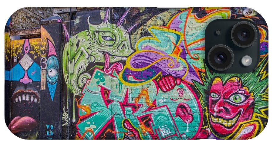 Graffiti iPhone Case featuring the photograph Graffiti Art Painting Monster Mash by Raymond Hill